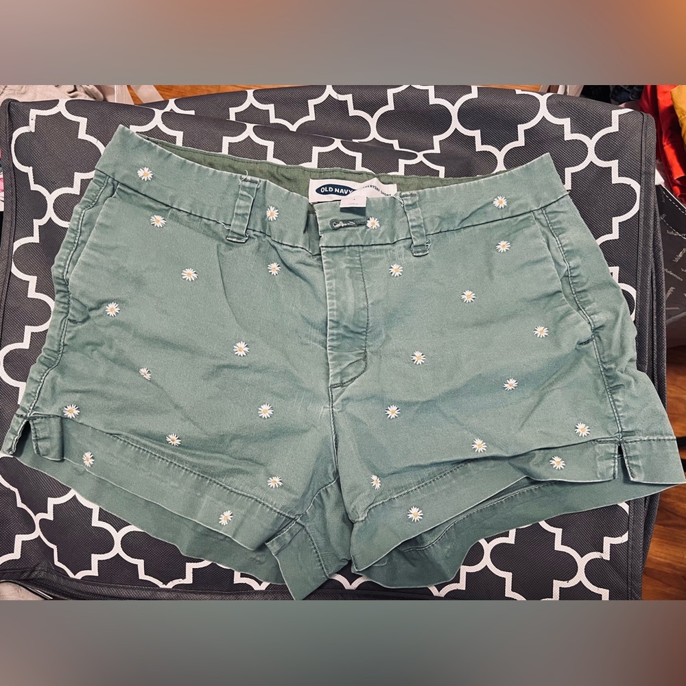 Old Navy Green Jean Shorts with Polka Dot Pattern